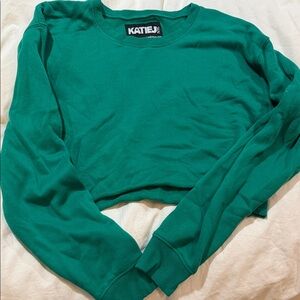 Katie J NYC Kelly Green Crewneck Cropped Sweatshirt